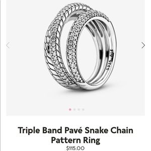 Pandora triple band pave snake pattern ring